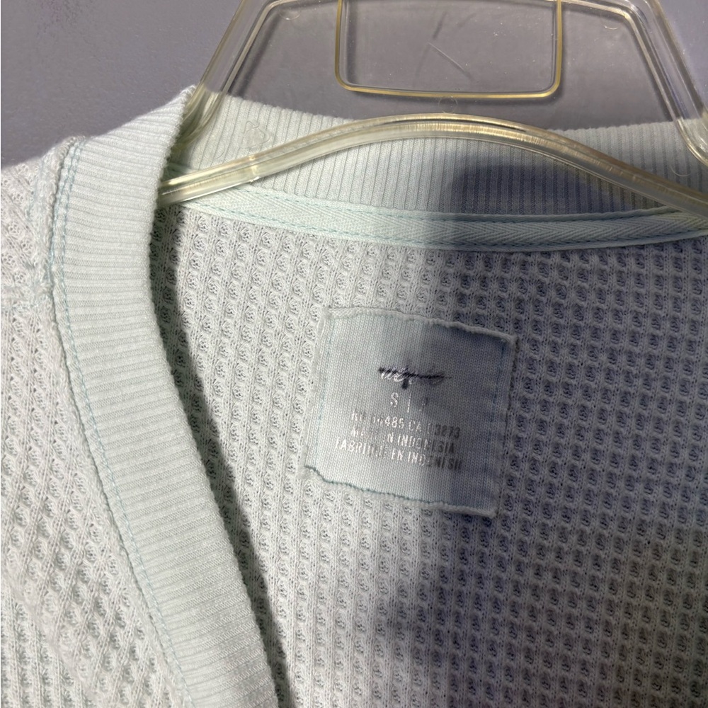Aerie Los Angeles Mint Green Waffle Thermal Sweatshirt Womens Size Small - Picture 3 of 3